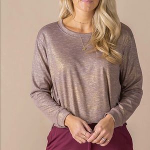 Agnes & Dora Mocha Copper Metallic Pullover NWT XL